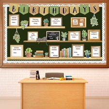 Greenery Birthday Bulletin Board Set Potted Plant Cutouts Classroom Decoratio...