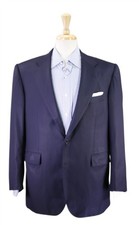 Loro Piana Bespoke Solid Navy Blue Super 150's Wool 2-Btn Blazer Jacket 44R