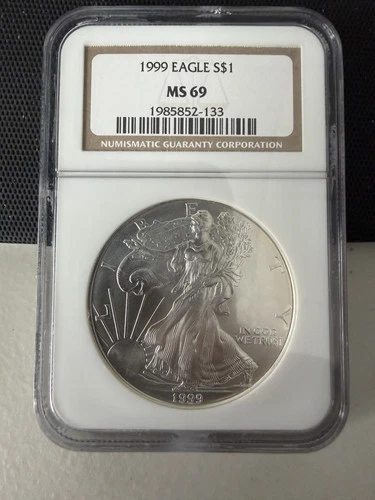 1999 American Eagle Silver Dollar NGC MS 69 Brown Label