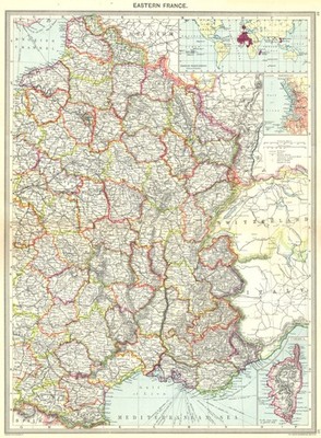 FRANKREICH. Osten; Karten französischer Besitzungen; Marseille; Korsika 1907 alt