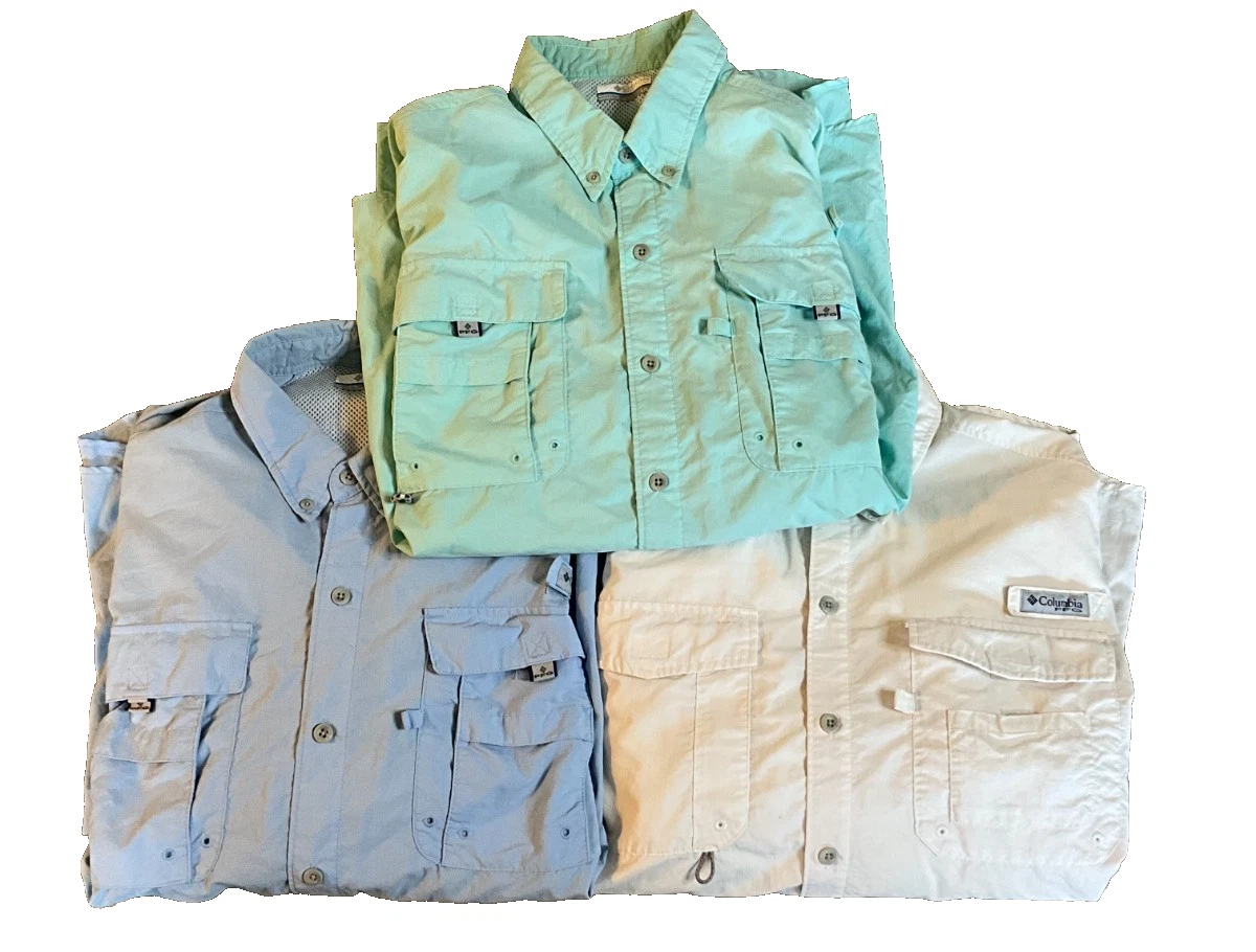 Lot Of 3 Columbia PFG Button Up Shirts Mens L Fishing Hiking Vented Outdoor