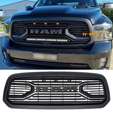 Grill For 2013-2018 Dodge Ram 1500 Big Horn Front Bumper Mesh Wled Letter Black