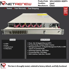 Cisco WS-C4500X-16SFP+ Catalyst 4500X 16-Port 10GE SFP+ Switch