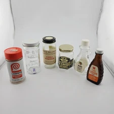 Vintage Glass Spice Jars Lot 6 Empty Bottles Watkins Ann Page Lawry's A&P Decor