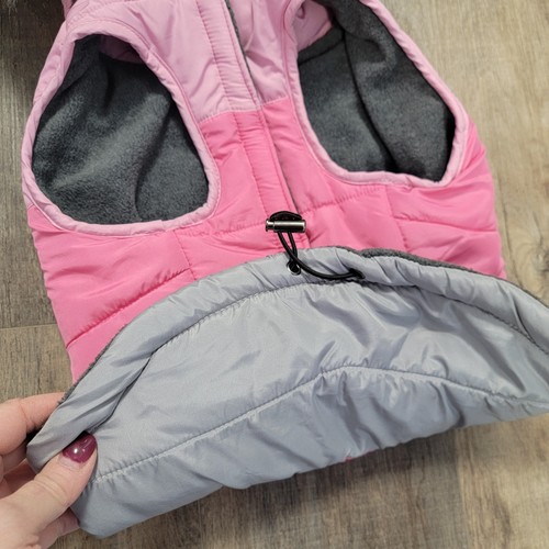 Nautica Pet Quilted Hooded Fleece Lined Tri Color Puffer Dog Jacket L Pink - Picture 6 of 9