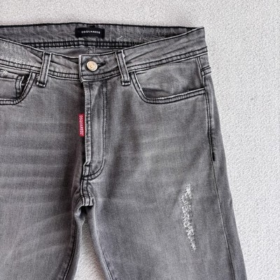 Dsquared2 Denim Jeans Anthrazitgrau - Größe 30 - Slim Fit Distressed Herren
