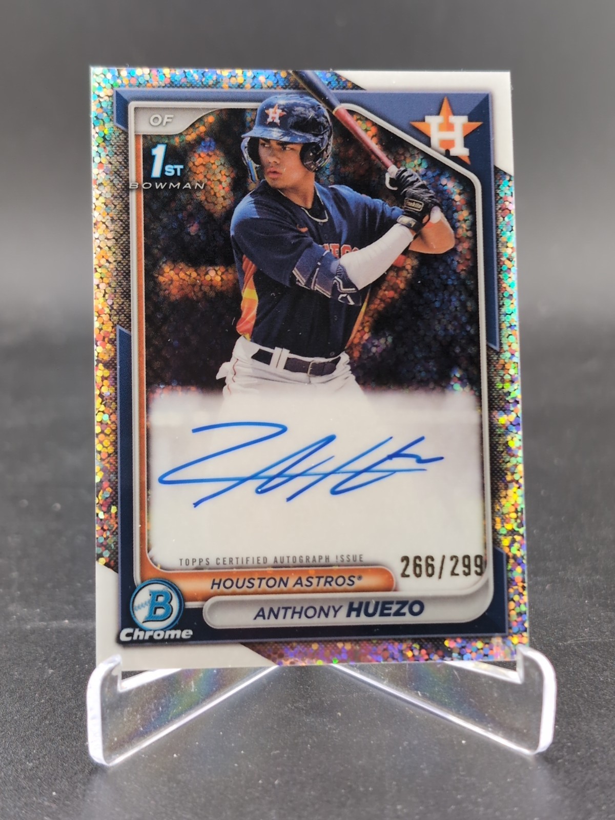 Anthony Huezo 2024 Bowman Chrome 1st Bowman On-Card Auto /299 Speckle