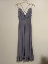 Free People One Dress Women Size XS Purple Slate Adella Maxi Slip Dress Boho