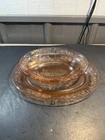 Pink Depression Glass Cabbage Rose Oval Bowl & Platter Set 12”