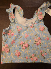 Polo Ralph Lauren Girls' Ankle Length Pants Set NWT Blue Floral in Sz M 8-10 