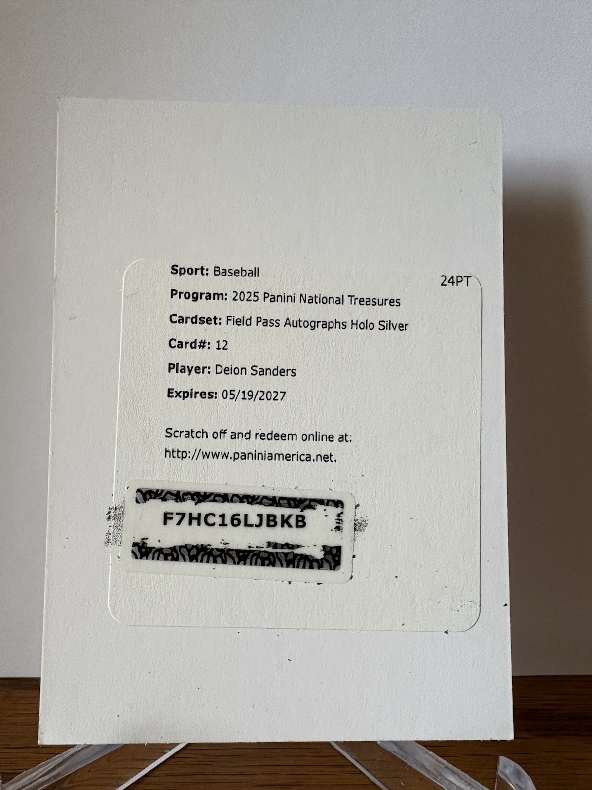 2025 National Treasures DEION SANDERS FIELD PASS AUTO HOLO SILVER #8/25!! BRAVES view 3