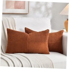 2 Packs Lumbar Decorative Throw Pillow Covers 12x20 20" x 12" Pack of 2 Rust