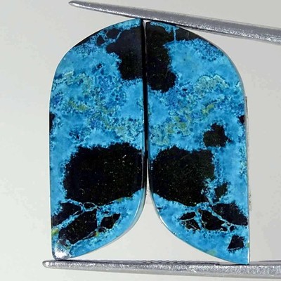 23.00Cts Natural Azurite Pair Cabochon Loose Gemstone Shape Fancy Size 10x27x3mm