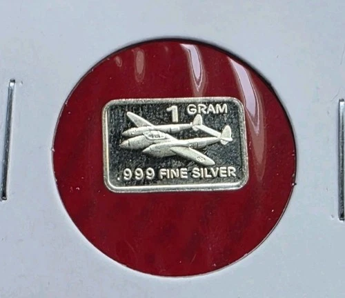 Lockheed P-38 Lightning Plane - 1 Gram .999 Fine Pure Silver Mini Bar Ingot