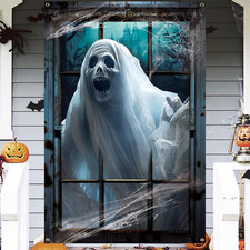 Halloween Scary Window Decorations, Large Spooky Ghost Haunted House Window Deco