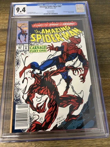 AMAZING SPIDER-MAN 361 CGC 9.4 NEWSSTAND EDITION V1 1992 1ST FULL CARNAGE