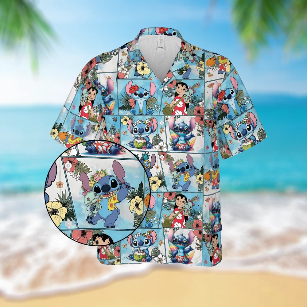 Disney Stitch Hawaiian Shirt Button Down Shirt