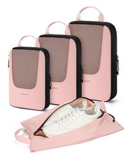 BAGSMART Compression Packing Cubes for Travel, 4 Set-Compress, 02-Baby Pink