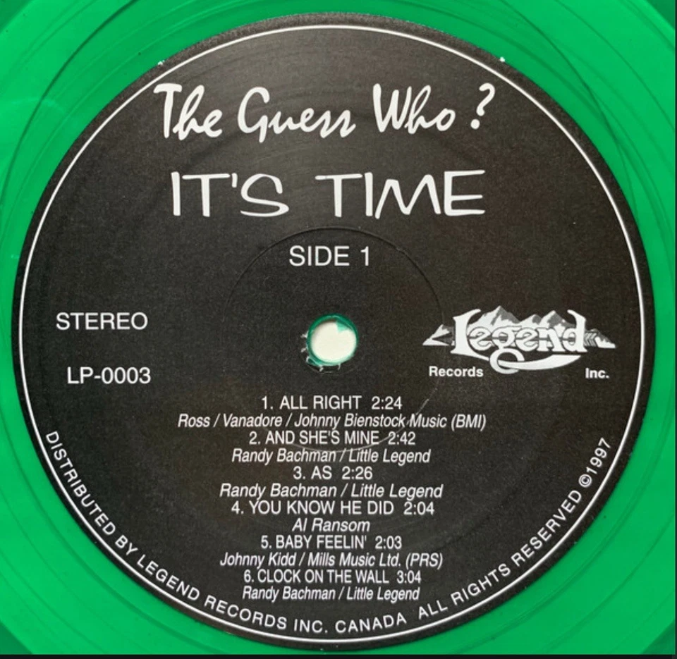 The Guess Who - It's Time Sealed Vinyl LP - Rare Green Color Disk [1997] LP-003 — 第 3/4 张图片