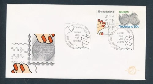 D487449 Netherlands FDC Braille 150 Years Savings 1975 NVHP 143
