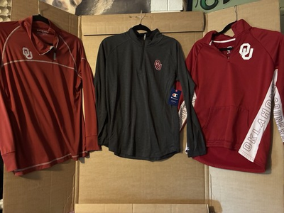 #ad Champion and Columbia Oklahoma Sooners OU Pullover Official Golf shirts lot $29.99