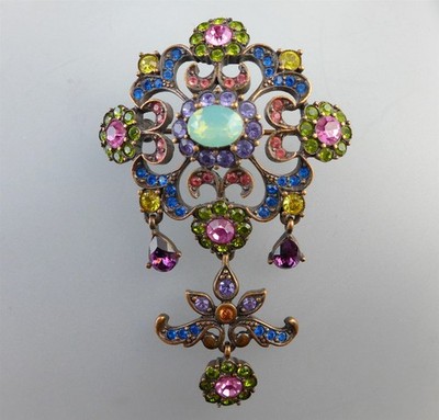Joan Rivers Classics Collection Victorian Stained Glass Revival Articulated Pin
