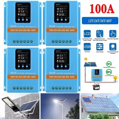 4PC 4800W 100A MPPT Solar Charge Controller 12V 24V 36V 48V Battery PV Regulator