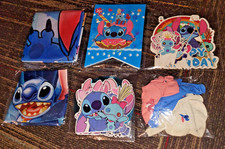 nuevo LOTE DE SUMINISTROS PARA FIESTAS DE CUMPLEAÑOS LILO & STITCH Scrump Angel banner globos bolsas