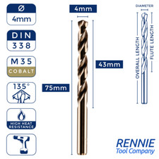 Image of HSS Gold Cobalt Jobber Drill Bit - For Drilling Stainless Steel & Hard Steels