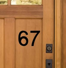 Stick-On House Numbers - No 67 - Satin Black - 10cm - Door, Fence, Gate