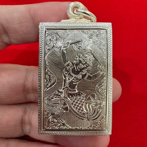 E6 Estuche Plata Real 92.5 Phra Somdej Marco Lp Tailandés Colgante Amuleto Vacío 25*41*7 - Imagen 10 de 13