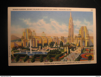 TREASURE ISLAND Sunken Gardens Golden Gate Exposition San Francisco Bay Californ