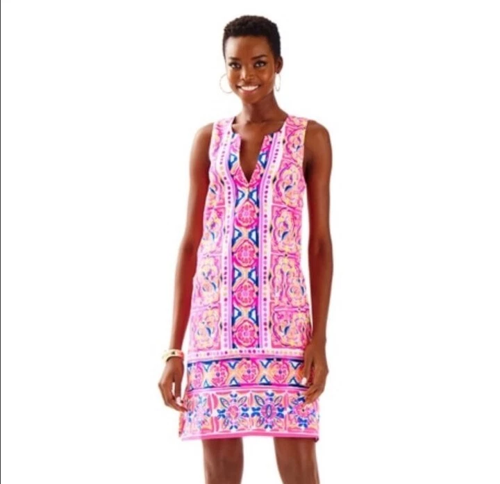Lilly Pulitzer Carlotta Stretch Shift Dress in Pink with pockets