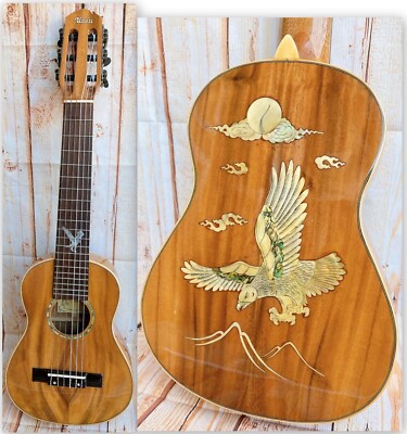 Baritone Guitarlele solid Acacia Koa eagle inlaid HUA438 Alulu