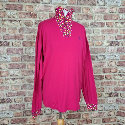 Conte of Florence Sweatshirt Womens XL Pink 1/4 Zip 100% Cotton