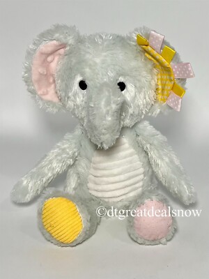Make Believe Ideas Gray Elephant Sensory Rattle Plush Stuffed Animal Baby Toy