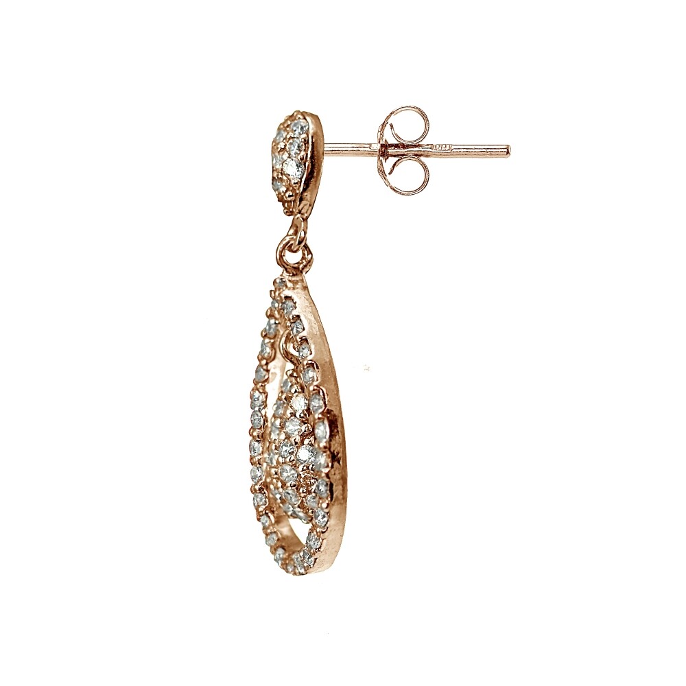 Pendant D Oreilles Argent Zircone Rose Emaille Papillon O7 Mm 601258