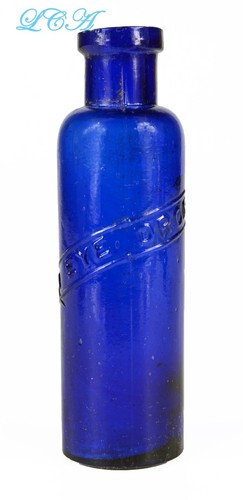 Killer COBALT BLUE antique EYE DROPS bottle BIM Davol I.M. Laboratories