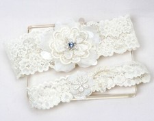 Bridal Garter Set Wedding Garter Set Ivory Garter Set Handmade garter set