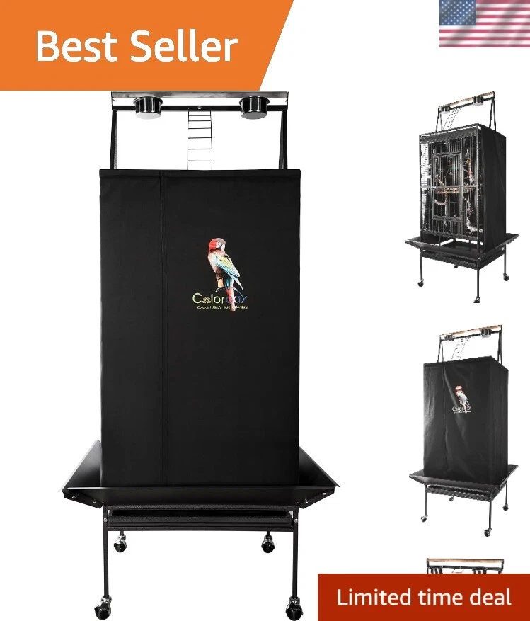 Magnetic Black Cover for Large Bird Cages - Ensures Peaceful Sleep for Parrots