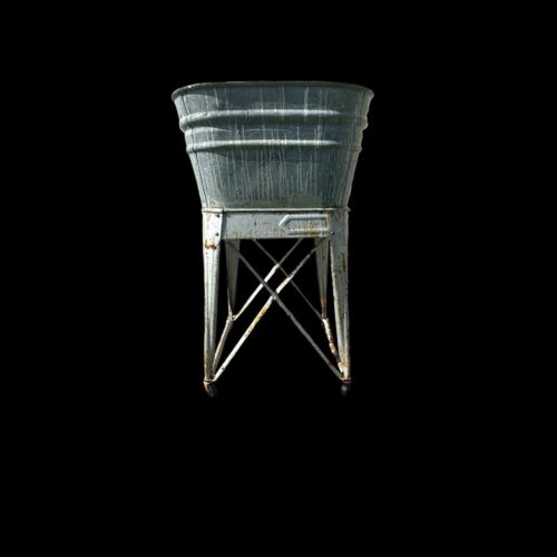 Vintage Basin Farm Wash Tub Wheeling Stand Galvanized Metal Stand Drain Planter - Picture 14 of 18