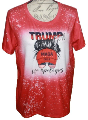 Trump Girl No Apologies Patriotic American T-Shirt MAGA 2024 Sz XL Handmade New