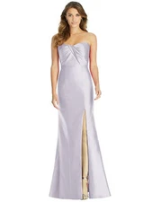 ALFRED SUNG D762 Moondance Lavender Sateen Strapless Pleated Front Slit Gown 18