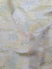 Beige Brocade Jacquard Fabric Sold By The Yard Beige And Sage Asian Pattern 