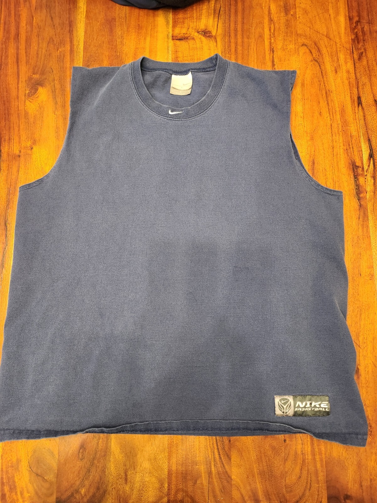 Vintage Nike Center Check Sleeveless Shirt Men's SZ L Navy Made In USA