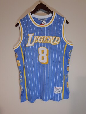 Headgear Classics Kobe Bryant Pinstripe Light Blue Yellow White Jersey 