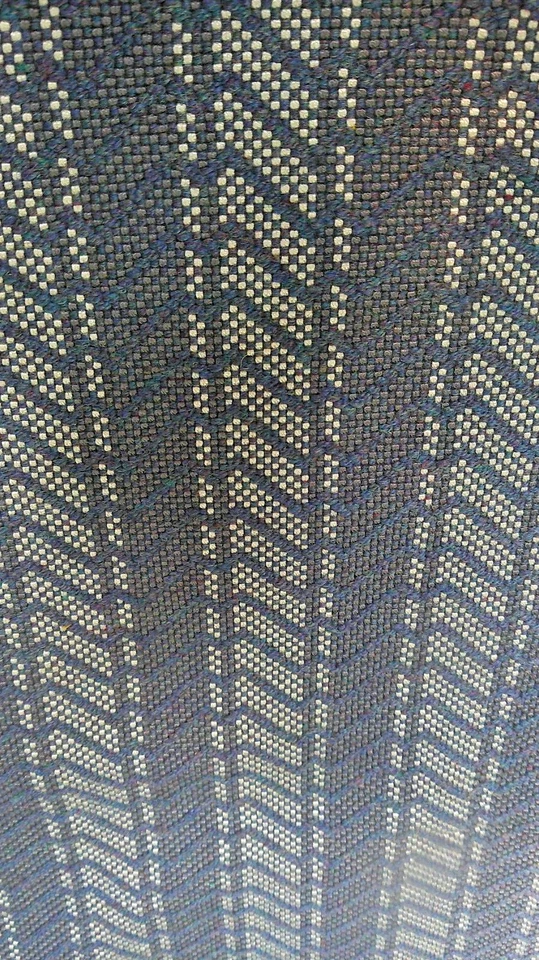 Herman Miller "Foothills Cobalt" Navy/White Modern Herringbone Stripe Wool Blend - Image 3 of 3