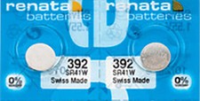 2 x Renata 392 Watch Batteries, 0 MERCURY equivalent SR41W, Swiss Made