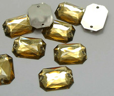 100 Champagne Flatback Acrylic Rectangle Sewing Rhinestone 13X18mm Sew on beads
