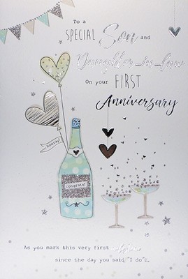 Son Daughter In Law 1st First Wedding Anniversary Card Ebay